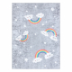 JUNIOR 52063.801 πλύσιμο χαλιού Ουράνιο τόξο, σύννεφα για παιδιά αντιολισθητικό - γκρι 