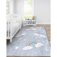 Alfombra lavable JUNIOR 52063.801 Arcoiris, nubes para niños antideslizante - gris