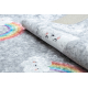 Alfombra lavable JUNIOR 52063.801 Arcoiris, nubes para niños antideslizante - gris