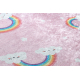 JUNIOR 52063.802 matto Sateenkaari, pilviä lapsille liukumaton - vaaleanpunainen