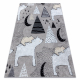 JUNIOR 51974.802 tapijt wasbaar Beren, dieren voor kinderen antislip - grijs