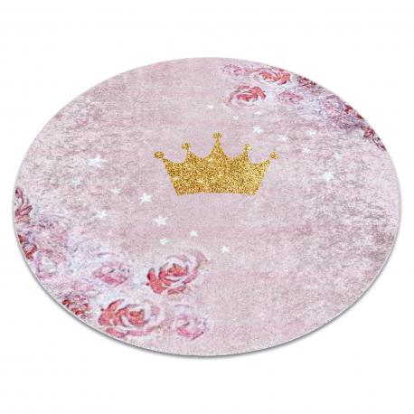JUNIOR 51549.802 krog pralna preproga krona za otroke protizdrsna - roza