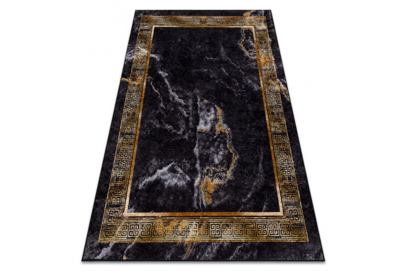 Dywan do prania MIRO 51278.809 Marmur, grecki antypoślizgowy - czarny / złoty - Rozmiar : 120x170 cm