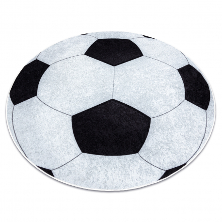 JUNIOR 51553.802 cirkel tæppe fodbold for børn skridsikker - sort / hvid