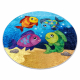 Alfombra lavable JUNIOR 51594.801 circulo peces, océano para niños antideslizante - azul