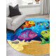 JUNIOR 51594.801 circle washing carpet fishes, ocean for children anti-slip - blue