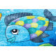 JUNIOR 51594.801 kör mosható szőnyeg állatok, halak, óceán gyerekeknek csúszásgátló - kék