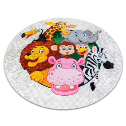 JUNIOR 51595.801 umývací okrúhly koberec Zvieratá, Afriky pre deti protišmykový - sivá