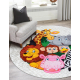 JUNIOR 51595.801 umývací okrúhly koberec Zvieratá, Afriky pre deti protišmykový - sivá