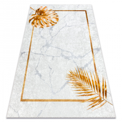 MIRO 51518.806 tæppe skal vaskes Blade, ramme skridsikker - grå / guld