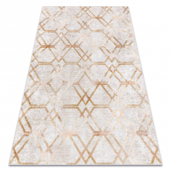 MIRO 51805.804 tapijt wasbaar geometrisch, geruite antislip - goud