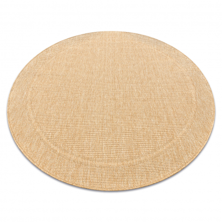 Sisal tapijt TIMO 5979 cirkel buitenshuis kader donker beige