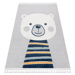 Tapijt YOYO GD50 grijs / wit - Teddybeer voor kinderen, structurele, sensorische franjes