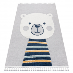 Teppich YOYO GD50 grau / weiß - Teddybär für Kinder, strukturell, sensorische Fransen