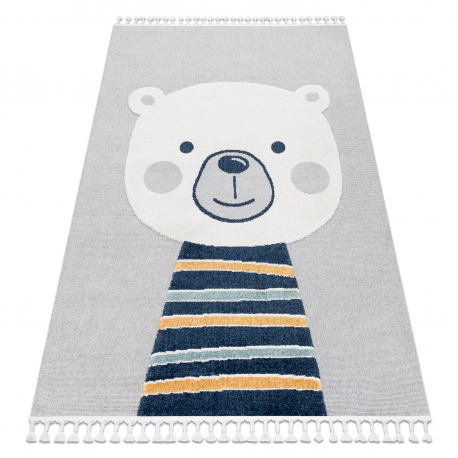 Tappeto YOYO GD50 grigio / bianco - Orsacchiotto per bambini, strutturali, sensoriali Frange 