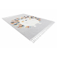 Carpet YOYO GD73 grey / white - Hedgehog for children, structural, sensory Fringes