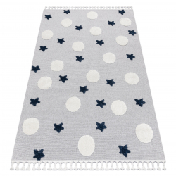 Tappeto YOYO GD75 grigio / bianco - Stelle, cerchi per bambini, strutturali, sensoriali Frange 