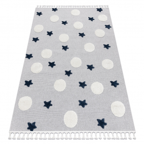 Tepih YOYO GD75 sivo / bijelo - Zvijezde, krugovi za djecu, strukturalni, senzorne Rese