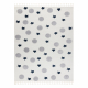 Tapete YOYO GD75 branco / cinza - Estrelas, círculos de pelúcia para crianças, estrutural, sensorial Franjas
