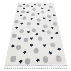 Tappeto YOYO GD75 bianco / grigio - Stelle, cerchi per bambini, strutturali, sensoriali Frange 
