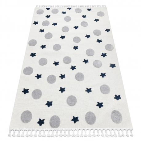 Tappeto YOYO GD75 bianco / grigio - Stelle, cerchi per bambini, strutturali, sensoriali Frange 