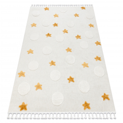 Tæppe YOYO GD75 hvid / orange - Stjerner, cirkler til børn, strukturelle, sensoriske frynser