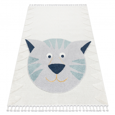 Tappeto YOYO GD80 bianco / grigio - Tigre per bambini, strutturali, sensoriali Frange 