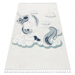 Tappeto YOYO GD49 bianco / grigio - Unicorno per bambini, strutturali, sensoriali Frange 