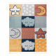Tappeto YOYO GD52 grigio / giallo - Stelle, nuvole, patchwork per bambini, strutturali, sensoriali Frange 