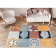 Carpet YOYO GD52 grey / yellow - Stars, clouds, patchwork for children, structural, sensory Fringes