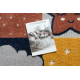 Tappeto YOYO GD52 grigio / giallo - Stelle, nuvole, patchwork per bambini, strutturali, sensoriali Frange 