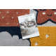 Tepih YOYO GD52 sivo / boja - Zvijezde, oblaci, patchwork za djecu, strukturalni, senzorne Rese