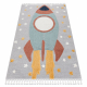 Carpet YOYO GD55 grey / blue - Stars, rocket for children, structural, sensory Fringes