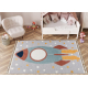 Tappeto YOYO GD55 grigio / blu - Stelle, razzo per bambini, strutturali, sensoriali Frange 