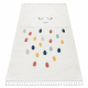 Tappeto YOYO GD63 bianco / blu scuro - Nuvola, gocce per bambini, strutturali, sensoriali Frange 