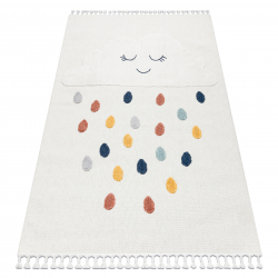 Tappeto YOYO GD63 bianco / blu scuro - Nuvola, gocce per bambini, strutturali, sensoriali Frange 