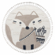 Tappeto YOYO EY80 cerchio bianco / beige - Volpe per bambini, strutturali, sensoriali Frange 