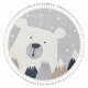 Okrúhly koberec YOYO EY81 šedo / biele - Medveď, hory pre deti, štrukturálny, senzorický Strapce
