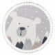 Tappeto YOYO EY81 cerchio grigio / bianco - Orso, montagne per bambini, strutturali, sensoriali Frange 
