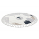 Tappeto YOYO EY81 cerchio grigio / bianco - Orso, montagne per bambini, strutturali, sensoriali Frange 