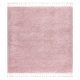 Килим BERBER квадратний 9000 рожевий бахромою волохатий
