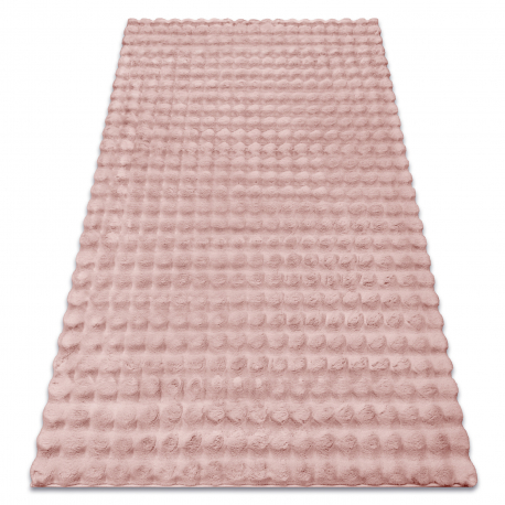 Gulvtæppe BUBBLE pudder pink 45 IMITATION AF KANINPELS 3D strukturel