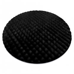 Tapis BUBBLE cercle noir 25 IMITATION DE FOURRURE DE LAPIN 3D structurel