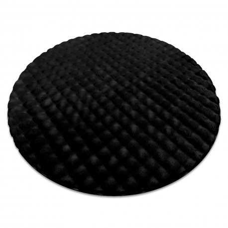 Carpet BUBBLE circle black 25 IMITATION OF RABBIT FUR 3D structural