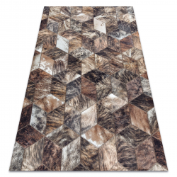 Kilimas PATCHWORK 21715 rudas - Karvės oda, kratinys, Deimantai