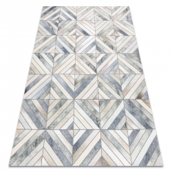 Teppich PATCHWORK 21721 beige / grau - Rindsleder, geometrisch 