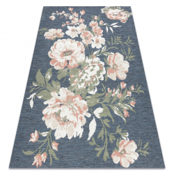 Carpet SAMPLE Sisal DANIELA E7323 Flowers blue / green