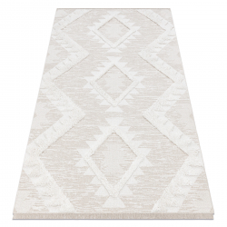 Tapijt MOROC Ruit 22312 Ecologisch , EKO SISAL rand - structureel beige / crème, Gerecycled katoenen tapijt