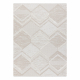 Carpet ECO SISAL MOROC 22314 rhombuses, lines, boho fringe - structural beige / cream