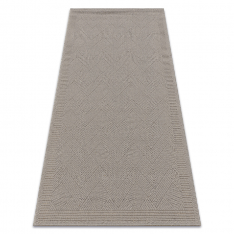 Tapis en laine VILLA 7636/68400 Zigzag SIZAL, tissé à plat beige foncé